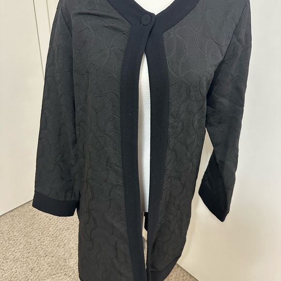 EILEEN FISHER Jacket S Women’s Black Single Button Front Textured Wool Blend - Picture 2 of 12